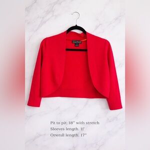Jessica Howard Red Cropped Cardigan Bolero Size 14 NWOT Stretch Knit
